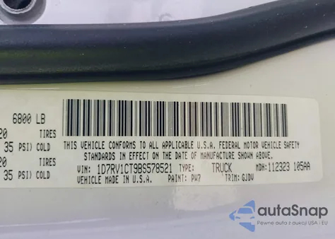2011 Ram Ram 1500 Laramie from USA, damaged, VIN 1D7RV1CT9BS578521